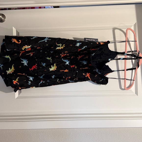ModCloth Black Slip Dress with Colorful Dino Motif - Picture 4 of 5